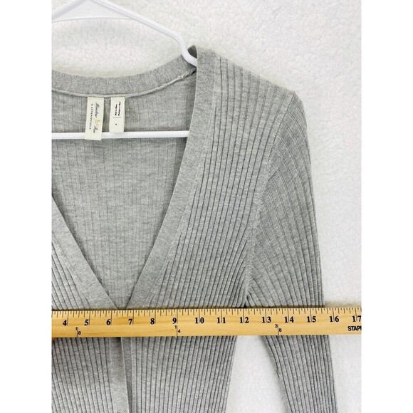 Anthropologie Meadow Rue Cali Cardigan Women’s Size S Gray Ribbed Button Duster - Picture 3 of 8